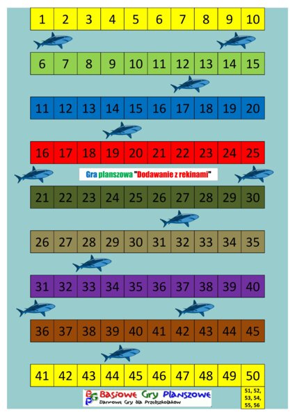Dodawanie z rekinami – gra planszowa
