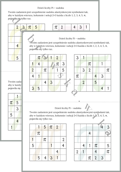 Dzień liczby Pi (π) - sudoku
