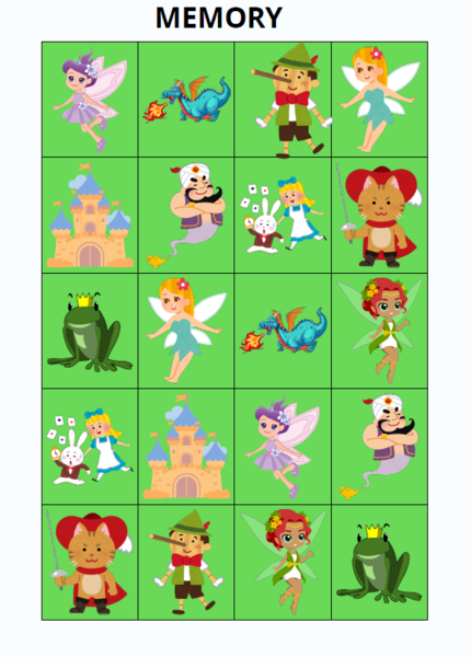 Memory - znajdź parę - 5 uniwersalnych plansz do gry