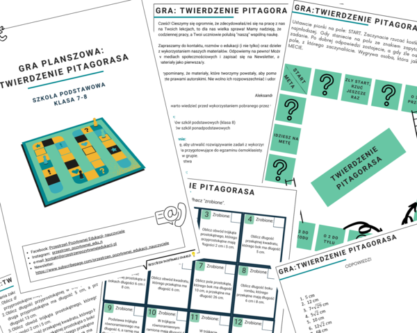Twierdzenie Pitagorasa - gra planszowa (klasa 7-8)