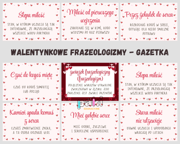 Frazeologia z sercem, związki frazeologiczne, Międzynarodowy Dzień Języka Ojczystego - GAZETKA i nie tylko :)