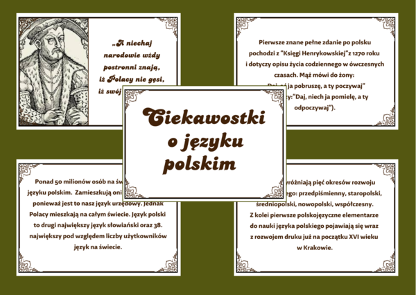 DZIEŃ JĘZYKA OJCZYSTEGO – Ciekawostki o języku polskim – gazetka – biblioteka – świetlica – 15 stron – wersja 1