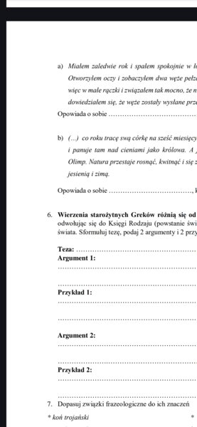 Sprawdzian z mitologii dla kl. 7