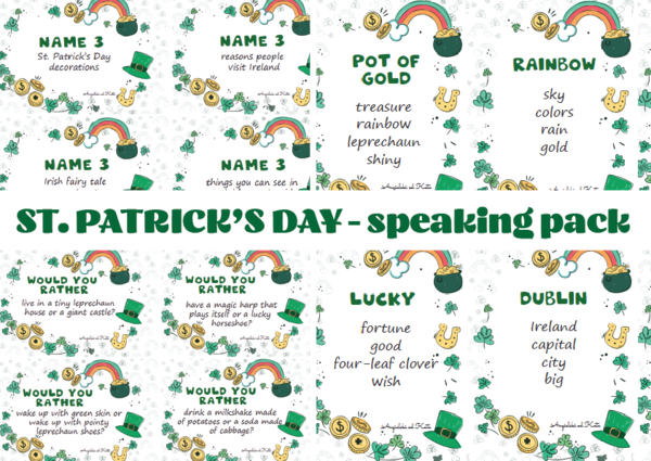St. Patrick's Day speaking pack (Dzień św. Patryka) mówienie pakiet, j. angielski