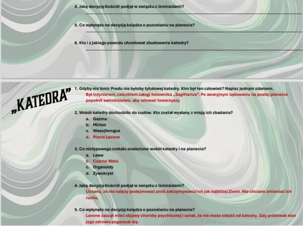 Test wprowadzający z lektur "Katedra" i "Profesor Andrews"