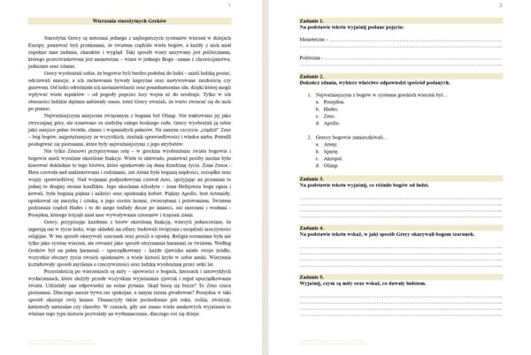 Karta pracy "Wierzenia starożytnych Greków"