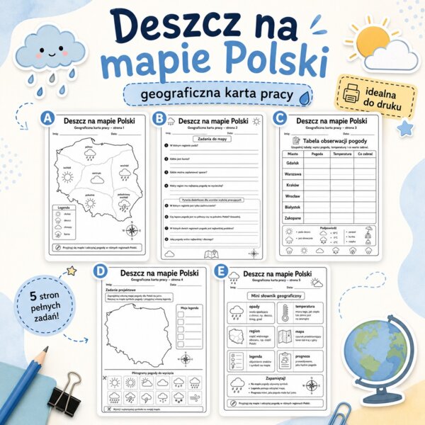 Deszcz na mapie Polski