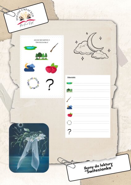 Ikony (obrazki) do lektury "Świtezianka" Adama Mickiewicza, język polski, egzamin ósmoklasisty, lektura obowiązkowa klasa 7-8
