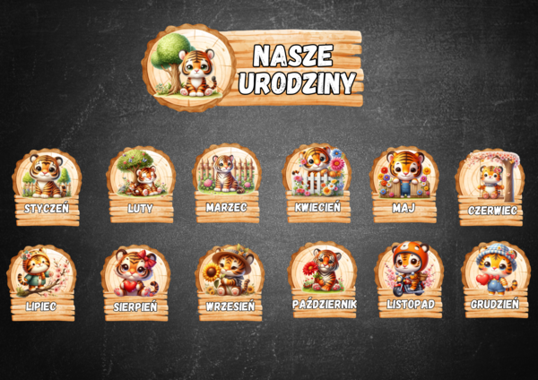 ZESTAW URODZINY TYGRYSKI KALENDARZ URODZINOWY