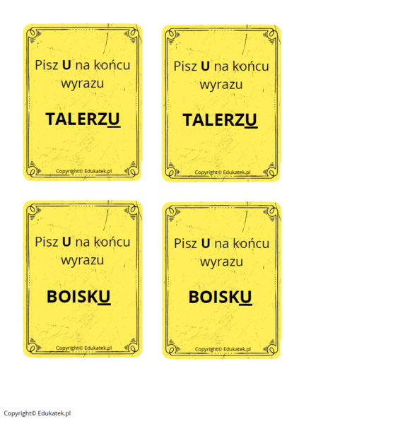 Memory ortograficzne – zasady pisowni z u-ó (wersja kolorowa)