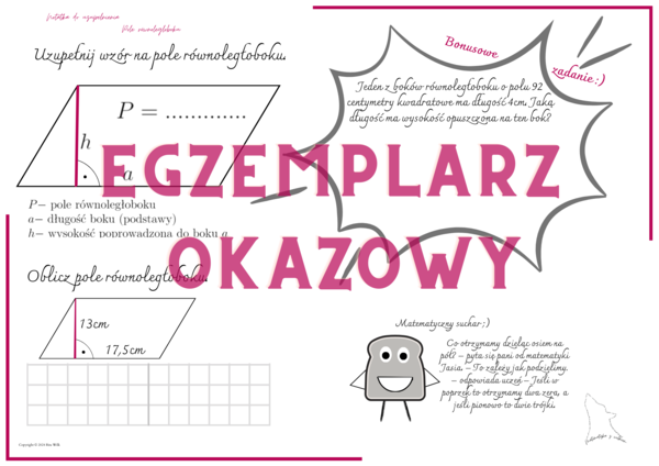 Pole równoległoboku - notatka do uzupełnienia