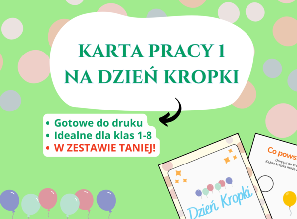 Karta pracy „Kreatywne kropki” 🔴✏️ – Dzień Kropki, kreatywność, plastyka – klasy 1–8, świetlica, godzina wychowawcza