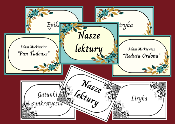 NASZE LEKTURY kl.7-8 – gazetka – 25 str. – fiszki – 2 wersje