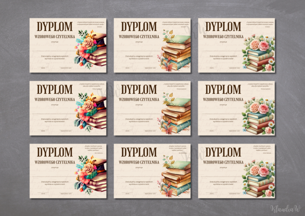 Dyplomy Wzorowego Czytelnika - zestaw PDF
