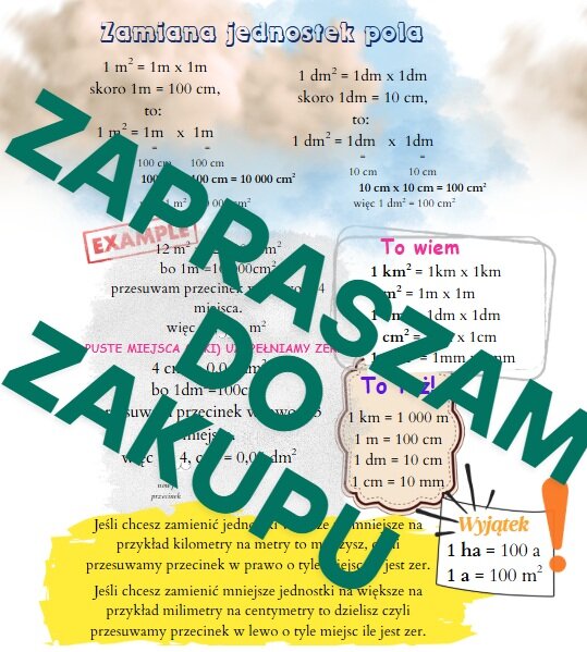 Zamiana jednostek pola - wklejka do zeszytu