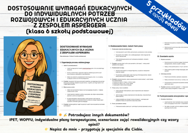 Dostosowanie wymagań edukacyjnych dla ucznia z zespołem Aspergera