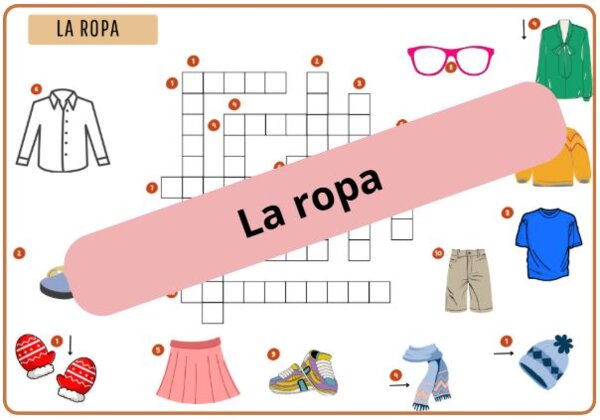 Krzyżówka obrazkowa „La ropa” (ubranie) – z odpowiedziami