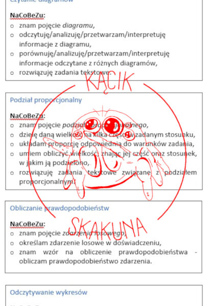 MATEMATYKA KL.8: NaCoBeZu (Zeszyt OK) - gotowe wklejki do zeszytu z możliwością zaznaczania przez uczniów poziomu zrozumienia danego zagadnienia