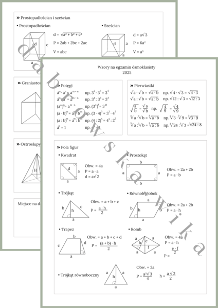 Najważniejsze wzory na egzamin ósmoklasisty
