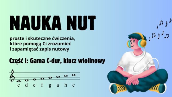 Muzyka. Nauka nut w kluczu wiolinowym. Film z ćwiczeniami.
