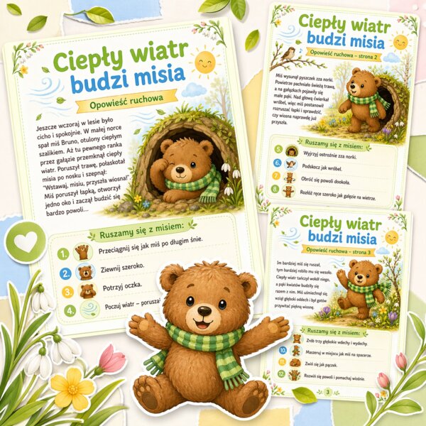 Ciepły wiatr budzi misia - opowieść ruchowa