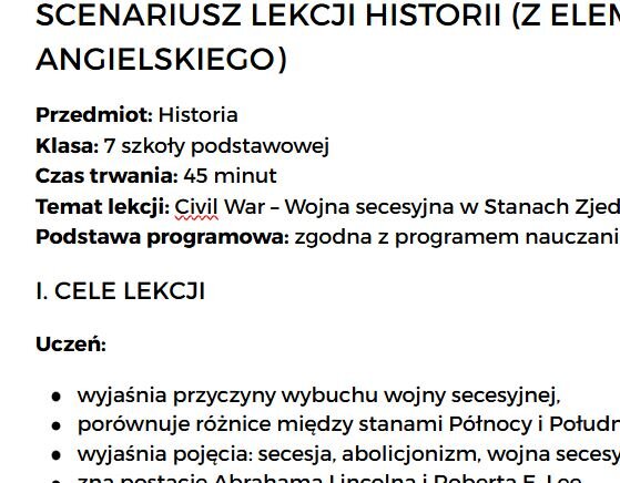 Hist 711 scenariusz wojna secesyjna