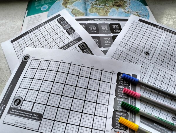 SUPER, wyznaczanie współrzędnych - karta pracy.