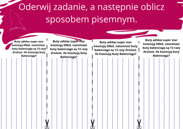 Oderwij i rozwiąż - karta pracy mnożenie sposobem pisemnym