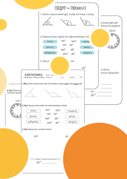 Kartkówka kąty klasa 4