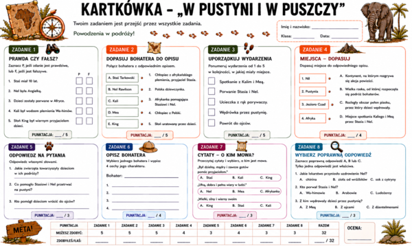 Kartkówka "W pustyni i w puszczy"