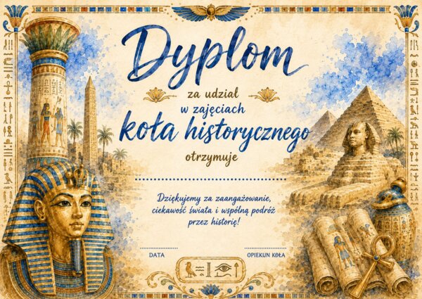 Dyplomy za udział w zajęciach koła historycznego