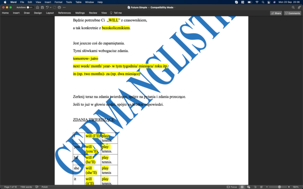 Rymowany Future Simple