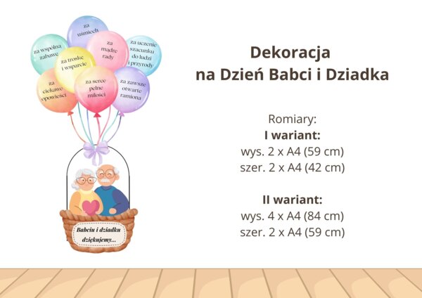 Dekoracja na Dzień Babci i Dziadka - "Babciu, dziadku dziękujemy...