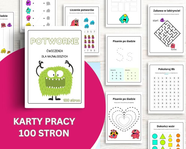 E-book z kartami pracy - ćwiczenia dla starszych przedszkolaków / wczesna edukacja 100 stron