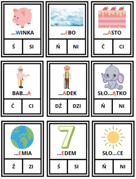 Zmiękczenia - pisownia