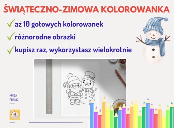 Kolorowanka świąteczno-zimowa – aż 10 stron zimowej zabawy!