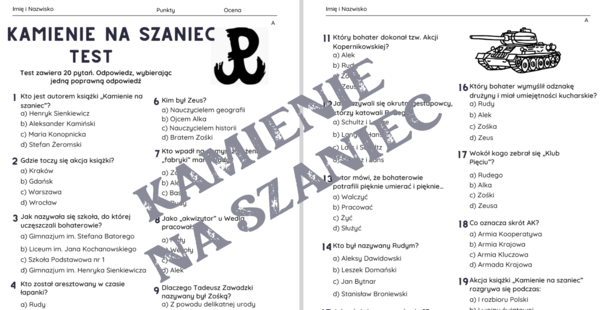 "Kamienie na szaniec" Aleksandra Kamińskiego - test znajomości lektury