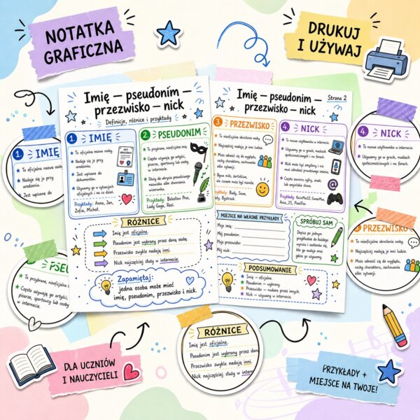 Notatka graficzna. Imię, pseudonim, przezwisko, nick