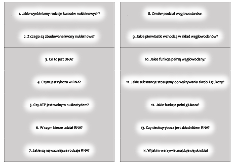 Chemiczne podstawy życia - zestaw 38 pytań (woda, białka, lipidy, węglowodany, kwasy nukleinowe)