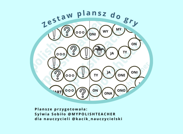 Uniwersalna plansza do gry + plansza zaimki osobowe - zestaw dla polonistów i nauczycieli języka polskiego jako obcego