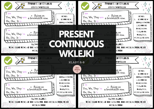 PRESENT CONTINUOUS - wklejki dla klas 6-8
