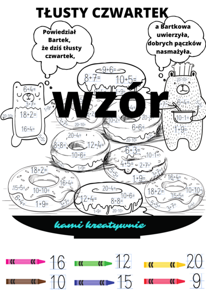 Tłusty czwartek - dodawanie i odejmowanie w zakresie 20