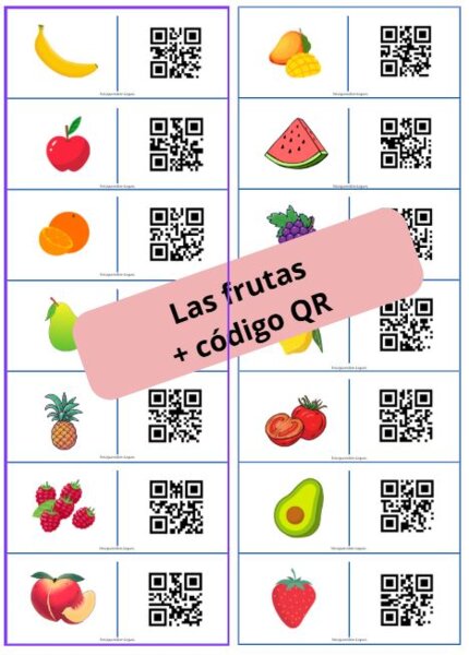 Domino obrazkowe z kodami QR! (Las frutas - owoce)