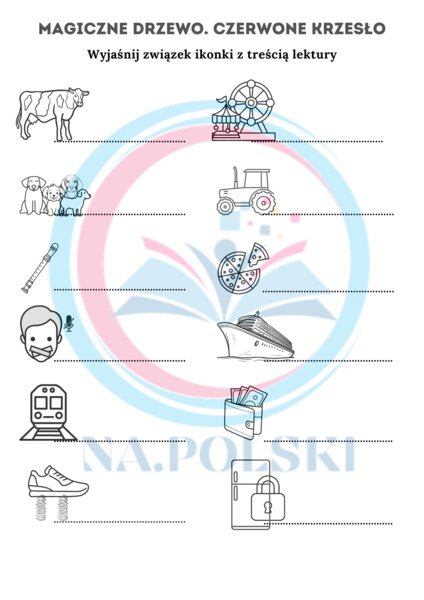 Magiczne drzewo. Czerwone krzesło - ikonki skojarzeniowe