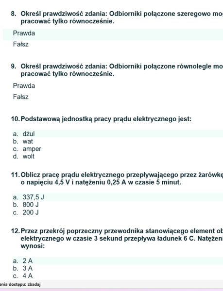 Test Prąd elektryczny