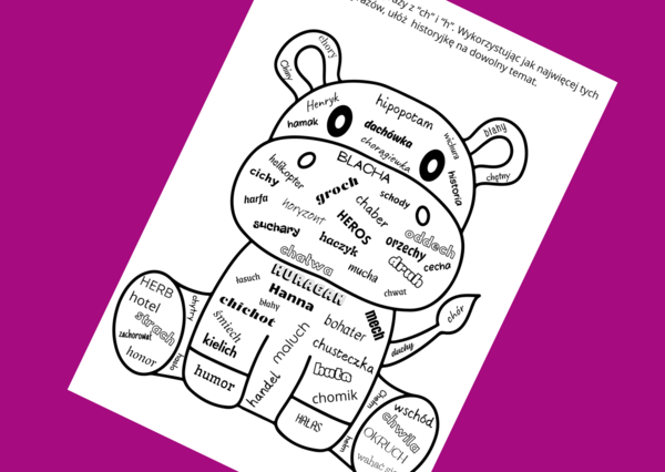 Ortograficzna CHMURA wyrazowa CH/H - ortografia - karta pracy - ćwiczenia redakcyjne