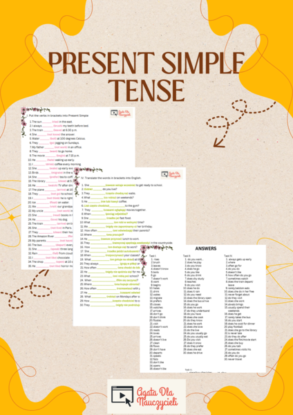 Present Simple - zadania utrwalające E8/matura podstawowa