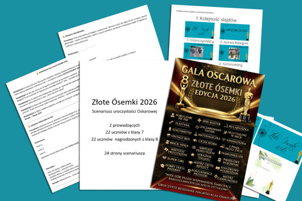 Złote Ósemki 2026 to scenariusz szkolnej pożegnalnej ósmoklasistów gali w stylu oskarowym.