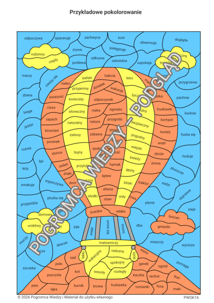 Wakacje na wsi - karta pracy + klucz odpowiedzi