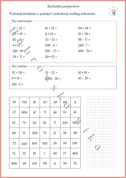 Rachunki pamięciowe - kodowanka
